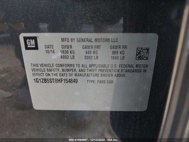 Chevrolet MALIBU LS 2017 1G1ZB5ST8HF154849 Image 9