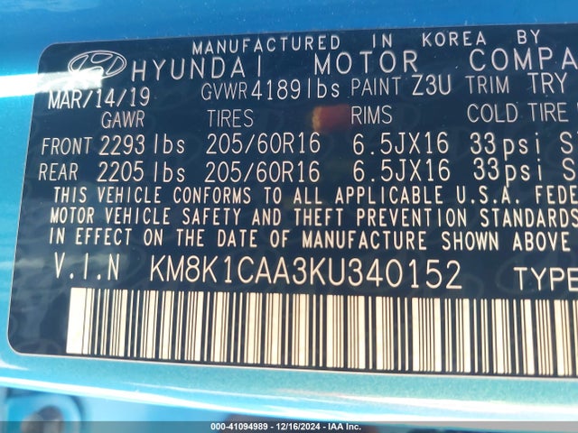 Hyundai mpi nu 2019 KM8K1CAA3KU340152 Image 26