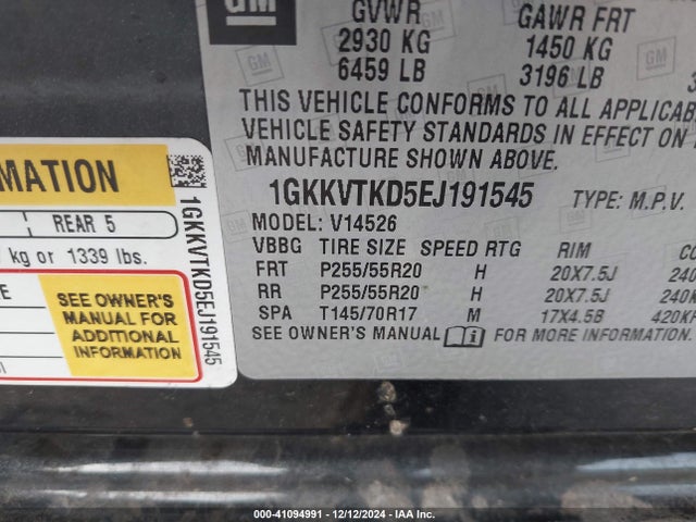 GMC Acadia Denali 2014 1GKKVTKD5EJ191545 Image 9