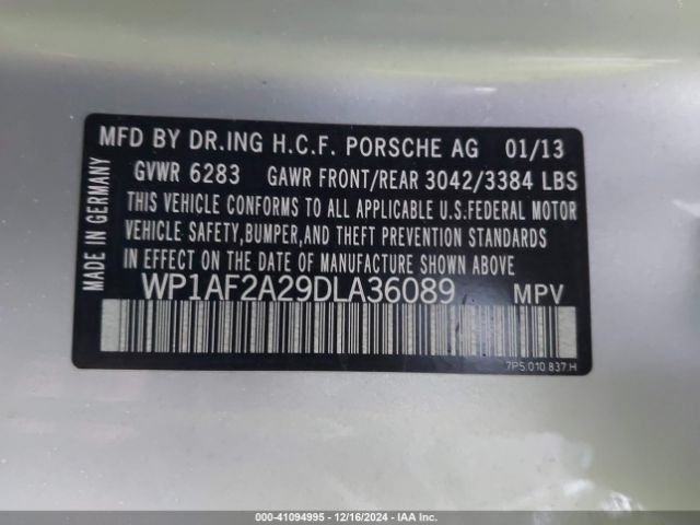 2013 PORSCHE CAYENNE WP1AF2A29DLA36089 Photo 8