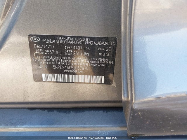 5NPE24AF5JH679701 Hyundai SONATA SE