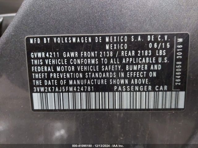 3VW2K7AJ5FM424781 Volkswagen Jetta 2.0l S
