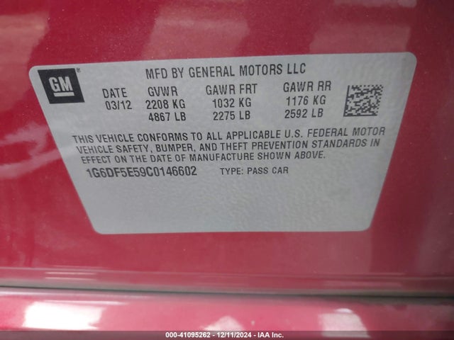 2012 CADILLAC CTS 1G6DF5E59C0146602 Photo 8