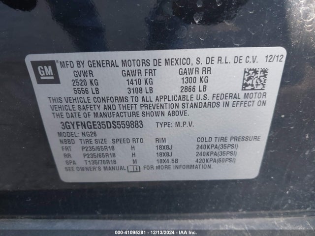 2013 CADILLAC SRX 3GYFNGE35DS559883 Photo 8