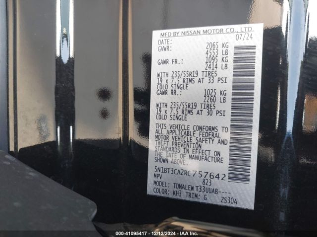 5N1BT3CA2RC757642 Nissan Rogue Sl Fwd
