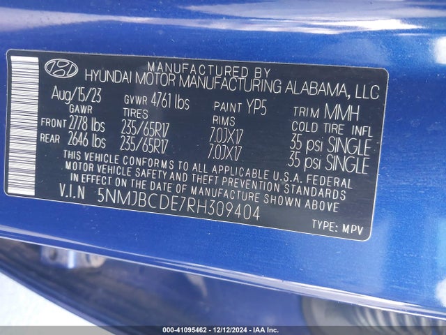 Hyundai TUCSON SEL 2024 5NMJBCDE7RH309404 Image 9