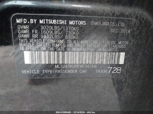2015 MITSUBISHI MIRAGE ML32A3HJ0FH039169 Photo 8