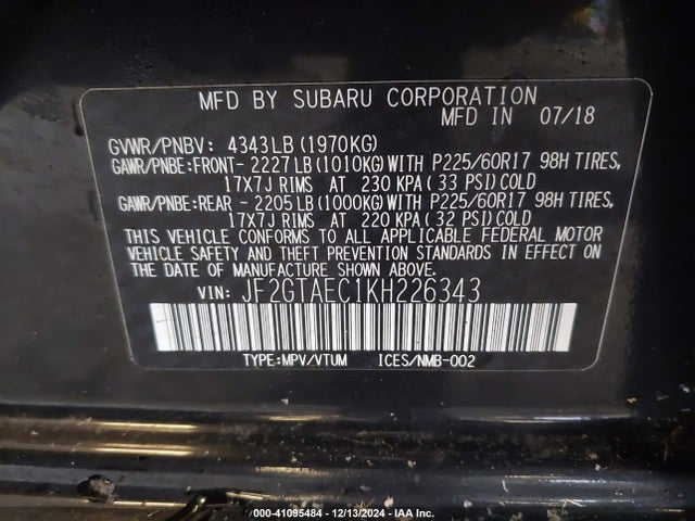 Subaru Crosstrek 2.0i Premium 2019 JF2GTAEC1KH226343 Image 9