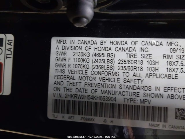Honda CR-V EX 2019 2HKRW2H54KH663904 Image 9