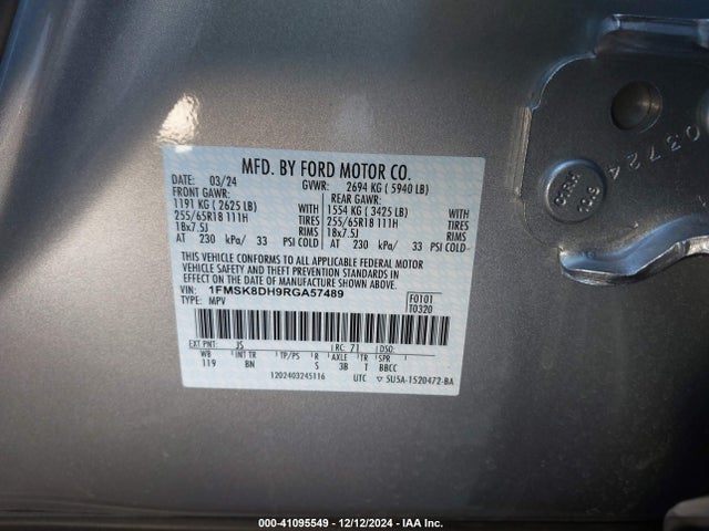 1FMSK8DH9RGA57489 Ford EXPLORER XLT