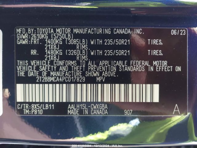 2T2BBMCA4PC017829 Lexus Rx 350h Premium Plus