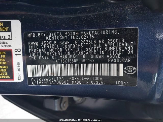 4T1BK1EB8FU160143 Toyota Avalon Xle Touring