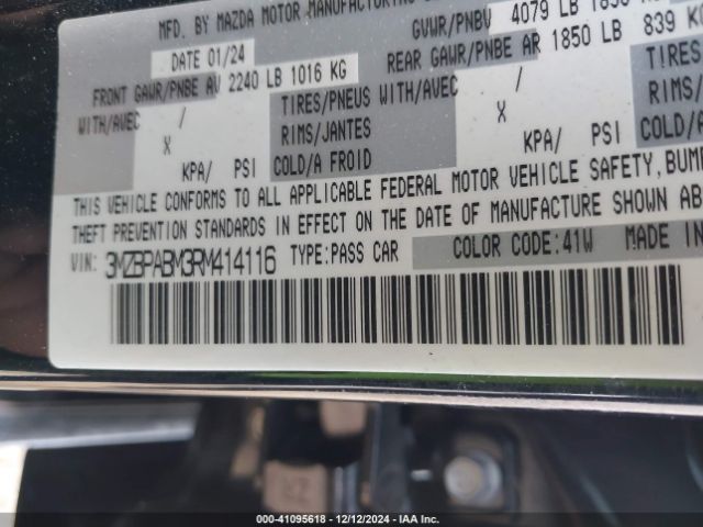 3MZBPABM3RM414116 Mazda Mazda3 2.5 S Select Sport
