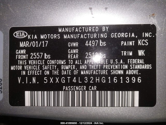 5XXGT4L32HG161396 KIA Optima Lx