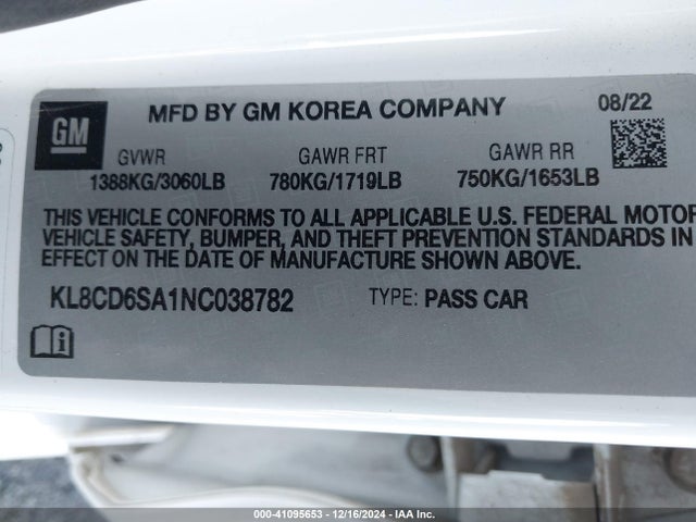 Chevrolet Spark Fwd 1lt Automatic 2022 KL8CD6SA1NC038782 Image 9