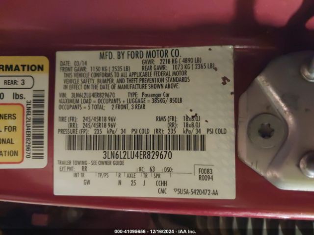 3LN6L2LU4ER829670 Lincoln MKZ HYBRID