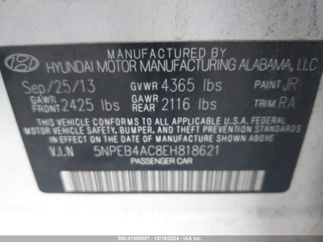 Hyundai SONATA GLS 2014 5NPEB4AC8EH818621 Image 9