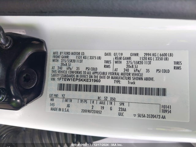 1FTEW1EP5KKE31960 Ford F-150 Xl