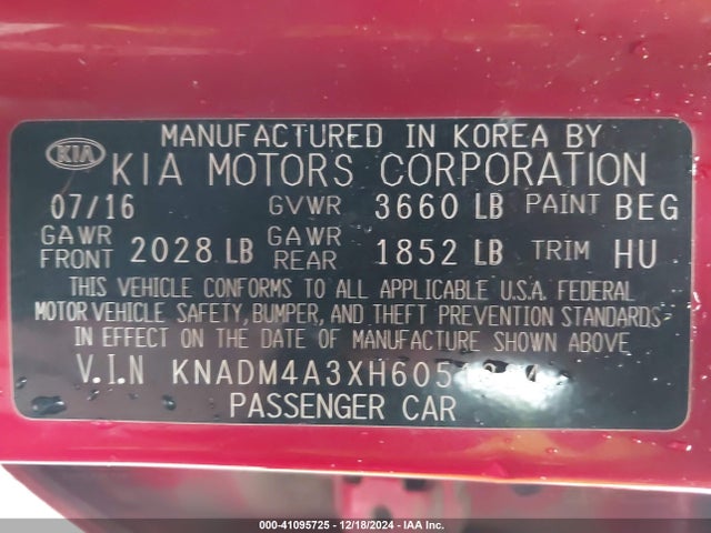 KIA RIO LX 2017 KNADM4A3XH6051324 Image 9