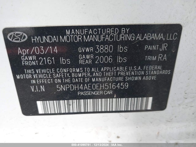 Hyundai ELANTRA SE 2014 5NPDH4AE0EH516459 Image 9