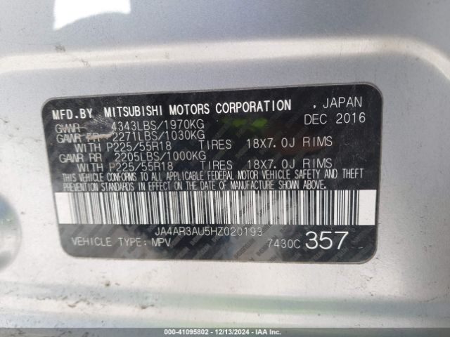 JA4AR3AU5HZ020193 Mitsubishi Outlander Sport 2.0 Es/2.0 Le