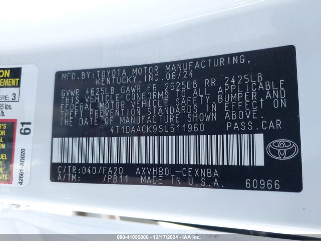 Toyota CAMRY LE 2025 4T1DAACK9SU511960 Image 9