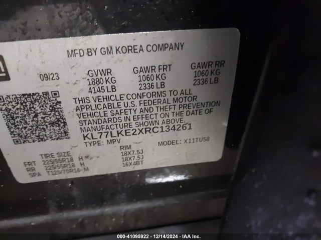 KL77LKE2XRC134261 Chevrolet Trax Fwd Activ