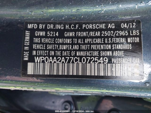 2012 PORSCHE PANAMERA WP0AA2A77CL072549 Photo 8