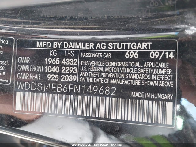 WDDSJ4EB6EN149682 Mercedes-Benz CLA 250