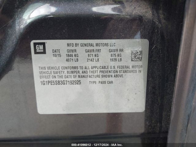1G1PE5SB3G7192925 Chevrolet Cruze Limited 1lt Auto