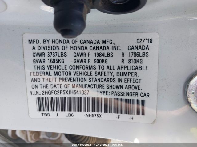 2HGFC2F5XJH541037 Honda Civic Lx