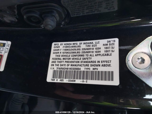 Honda Cr-v Ex-l 2019 7FARW2H81KE020004 Image 9