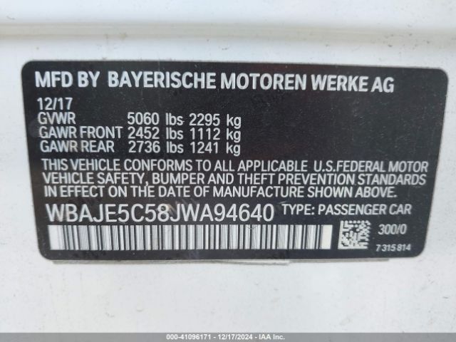WBAJE5C58JWA94640 BMW 540I