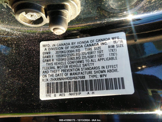 Honda CR-V SE 2016 2HKRM4H40GH667688 Image 9