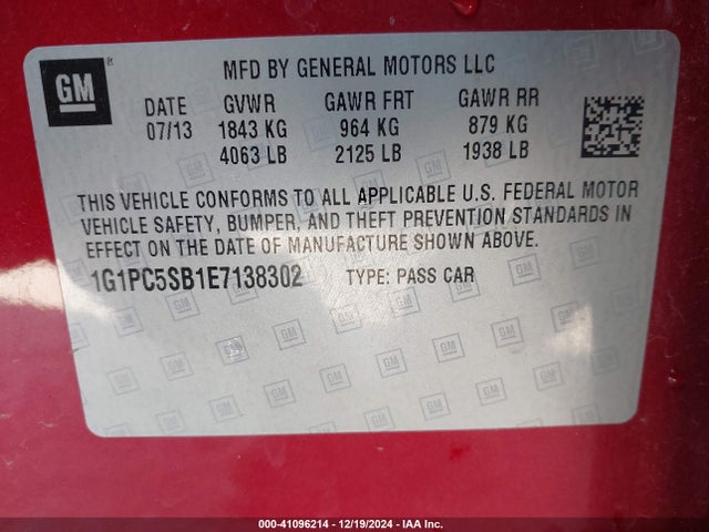 Chevrolet LUV 2014 1G1PC5SB1E7138302 Image 9