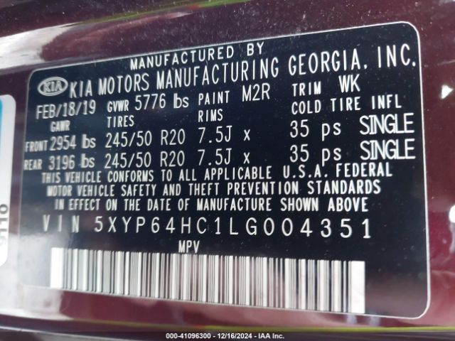 5XYP64HC1LG004351 KIA Telluride S