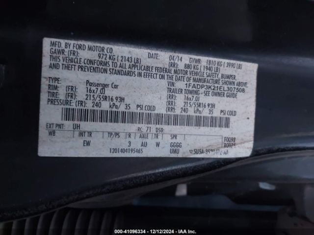 1FADP3K21EL307508 Ford FOCUS SE