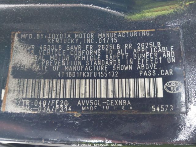 4T1BD1FKXFU155132 Toyota Camry Hybrid Le
