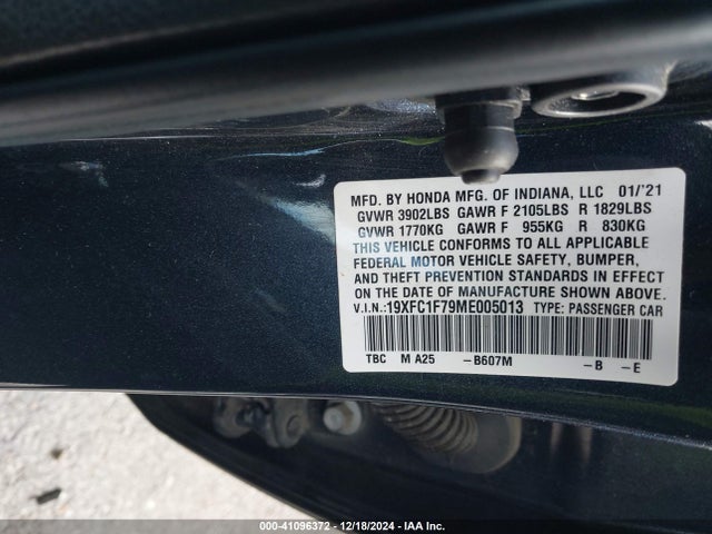 Honda Civic Ex-l 2021 19XFC1F79ME005013 Image 9