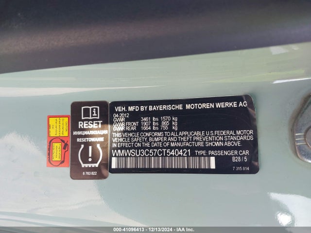 2012 MINI COOPER WMWSU3C57CT540421 Photo 8