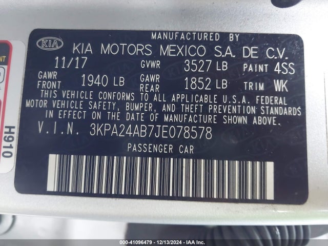 KIA RIO LX 2018 3KPA24AB7JE078578 Image 9