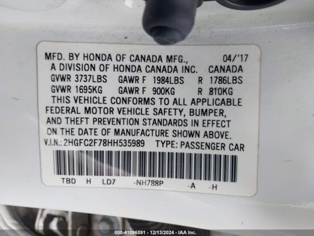 2HGFC2F78HH535989 Honda CIVIC EX