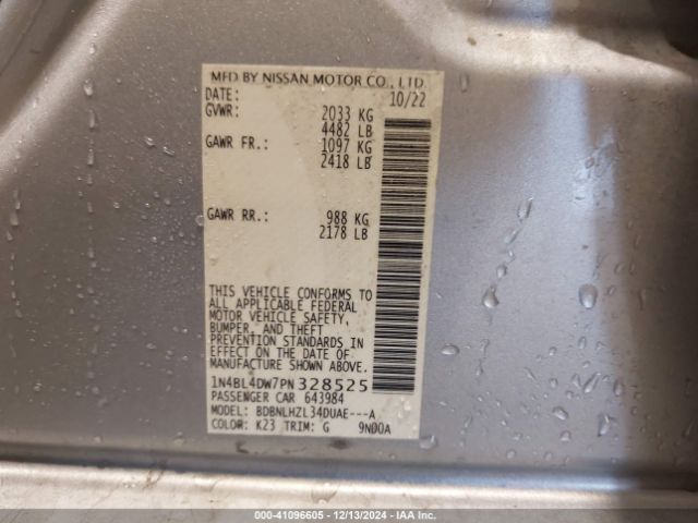 1N4BL4DW7PN328525 Nissan Altima Sv Intelligent Awd