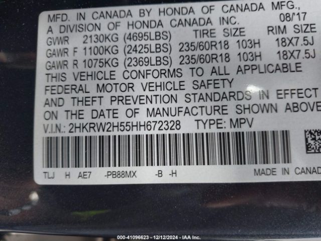 2HKRW2H55HH672328 Honda CR-V EX
