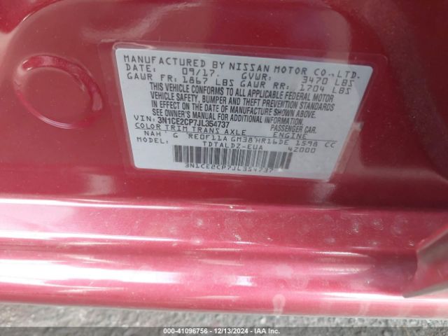 3N1CE2CP7JL354737 Nissan Versa Note Sv