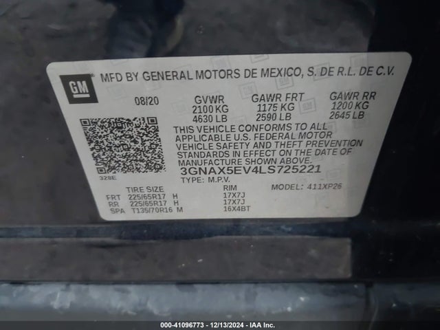 3GNAX5EV4LS725221 Chevrolet Equinox Awd 1fl