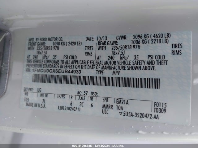Ford ESCAPE SE 2014 1FMCU0GX6EUB44930 Image 9