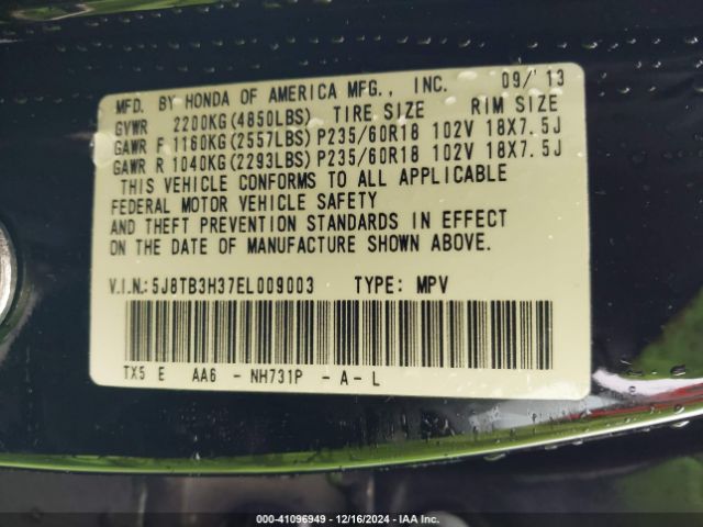5J8TB3H37EL009003 Acura RDX