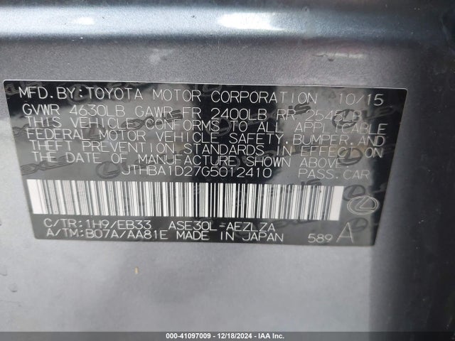 JTHBA1D27G5012410 Lexus IS 200T