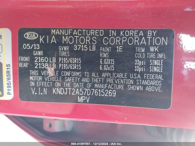 Продаж на аукціоні авто 2013 Kia Soul, vin: KNDJT2A57D7615269, номер лоту: 41097051